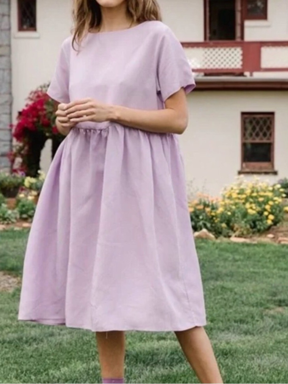 Tradlands Lilac Short Sleeve Midi Dress